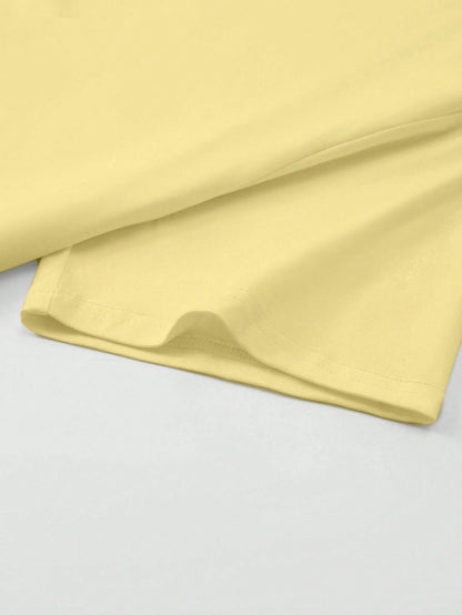 SXV Women's Loose Yellow T-Shirt, Aloha Off-Shoulder Fruit Lemon Beach Style