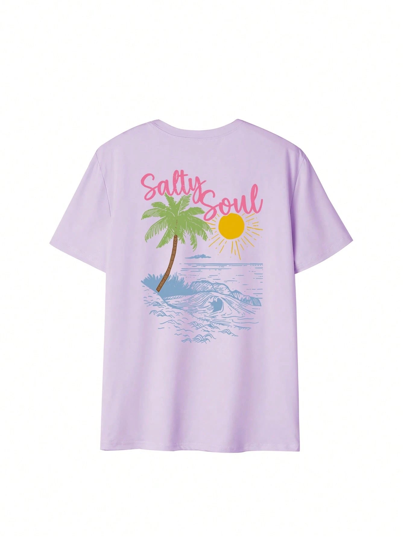 SXV Summer New Coconut Tree Print Casual Round Neck Short Sleeve T-Shirt