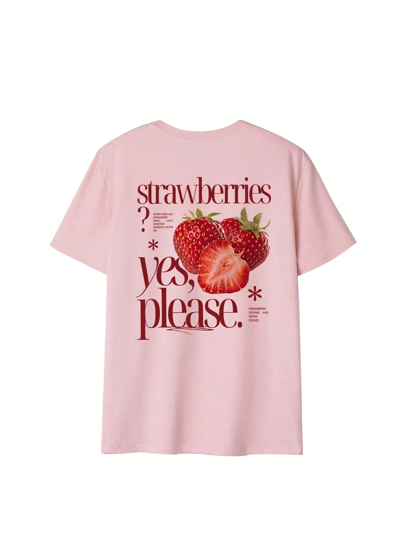 SXV Best-Selling Women's Back Retro Strawberry & Letter Print T-shirt