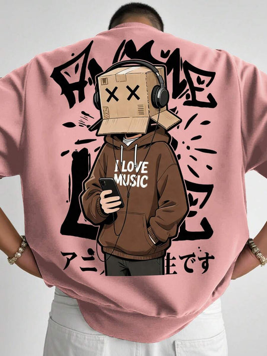 SXV i love music LEGND Men's Street Graffiti Abstract Pink T-Shirt
