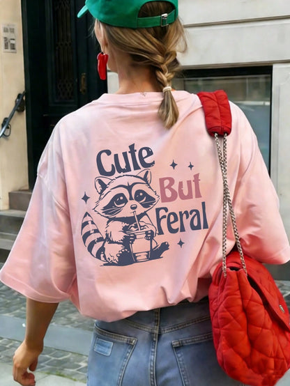 SXV Simple Cute But Feral Pattern Casual T-shirt