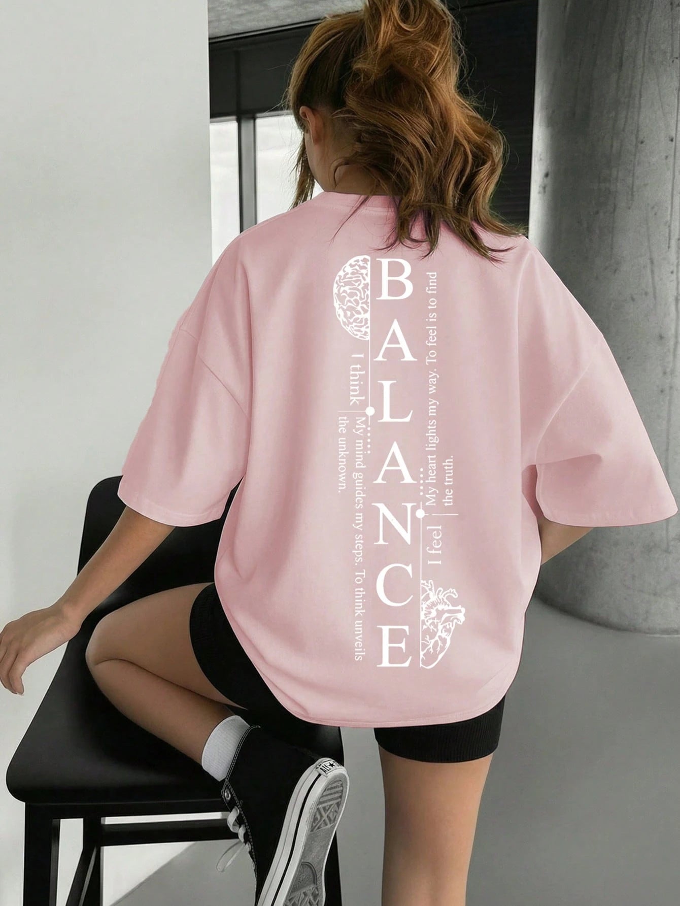 SXV Balance printed Loose Fit Short Sleeve T-Shirt, Fashionable For Outdoor Wear In Summer