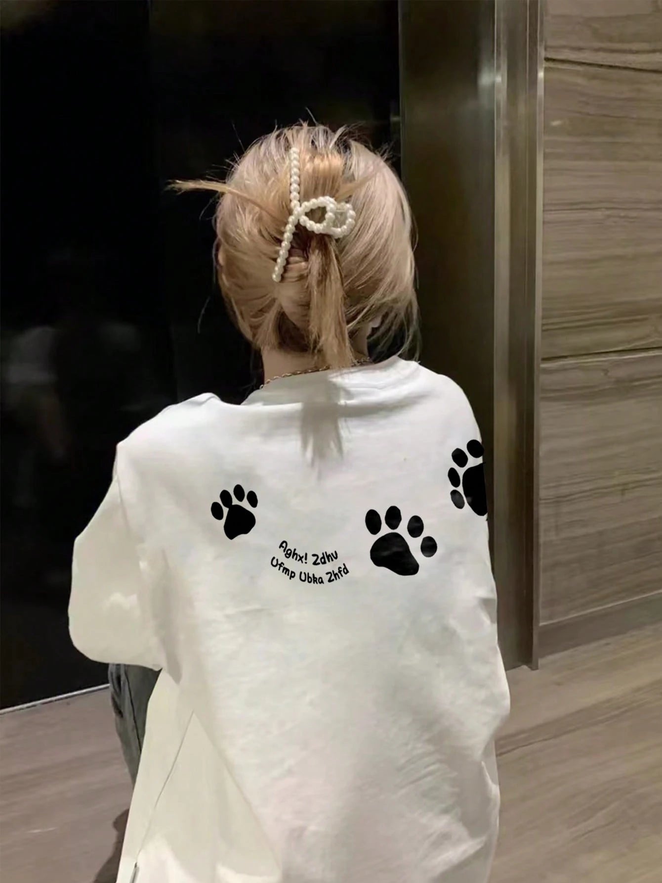 SXV Women's Casual Round Neck Loose Fitting Letter & Puppy Print Short Sleeve T-Shirt