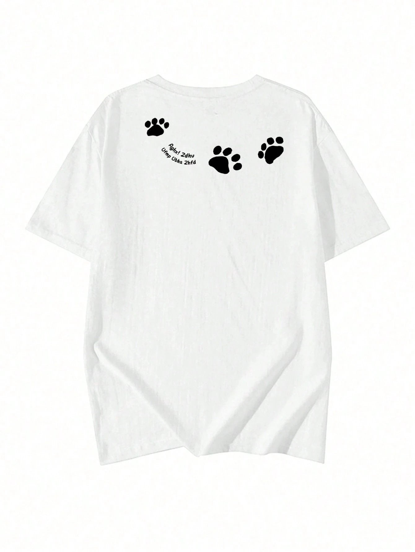 SXV Women's Casual Round Neck Loose Fitting Letter & Puppy Print Short Sleeve T-Shirt