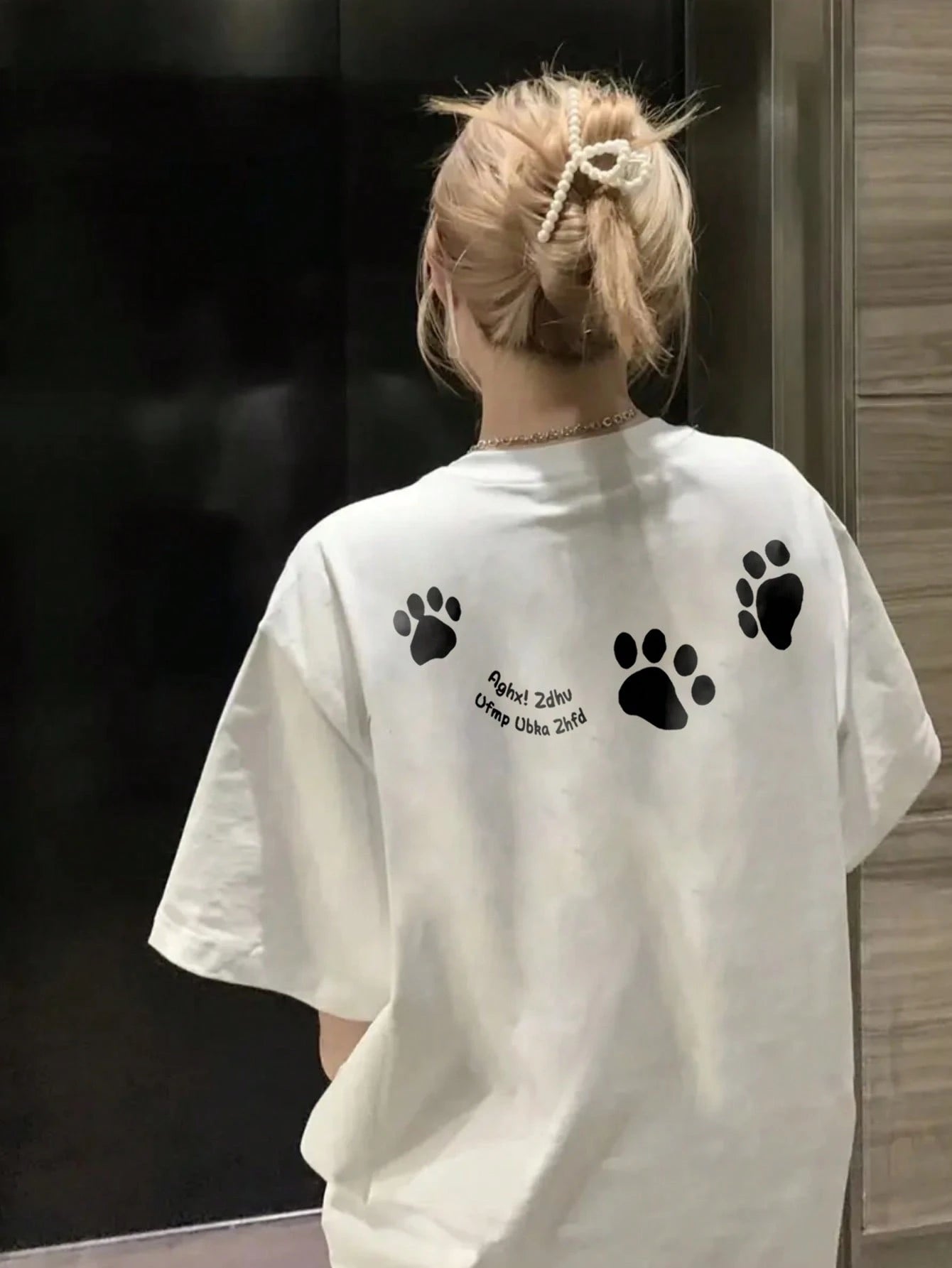 SXV Women's Casual Round Neck Loose Fitting Letter & Puppy Print Short Sleeve T-Shirt