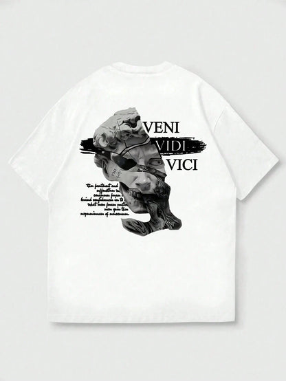 SXV Gothic Broken Statue Print Men's Loose Fit T-Shirt
