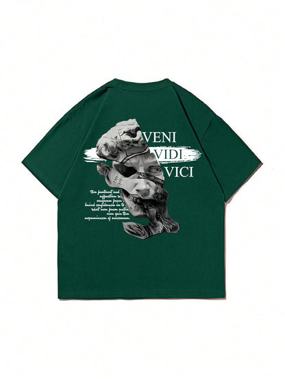 SXV Gothic Broken Statue Print Men's Loose Fit T-Shirt