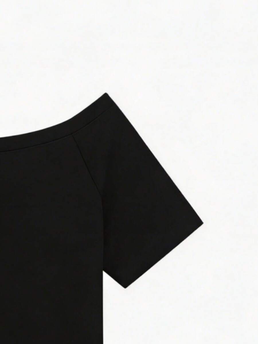 SXV Y2K Print Dream Off-Shoulder Short-Sleeve T-Shirt