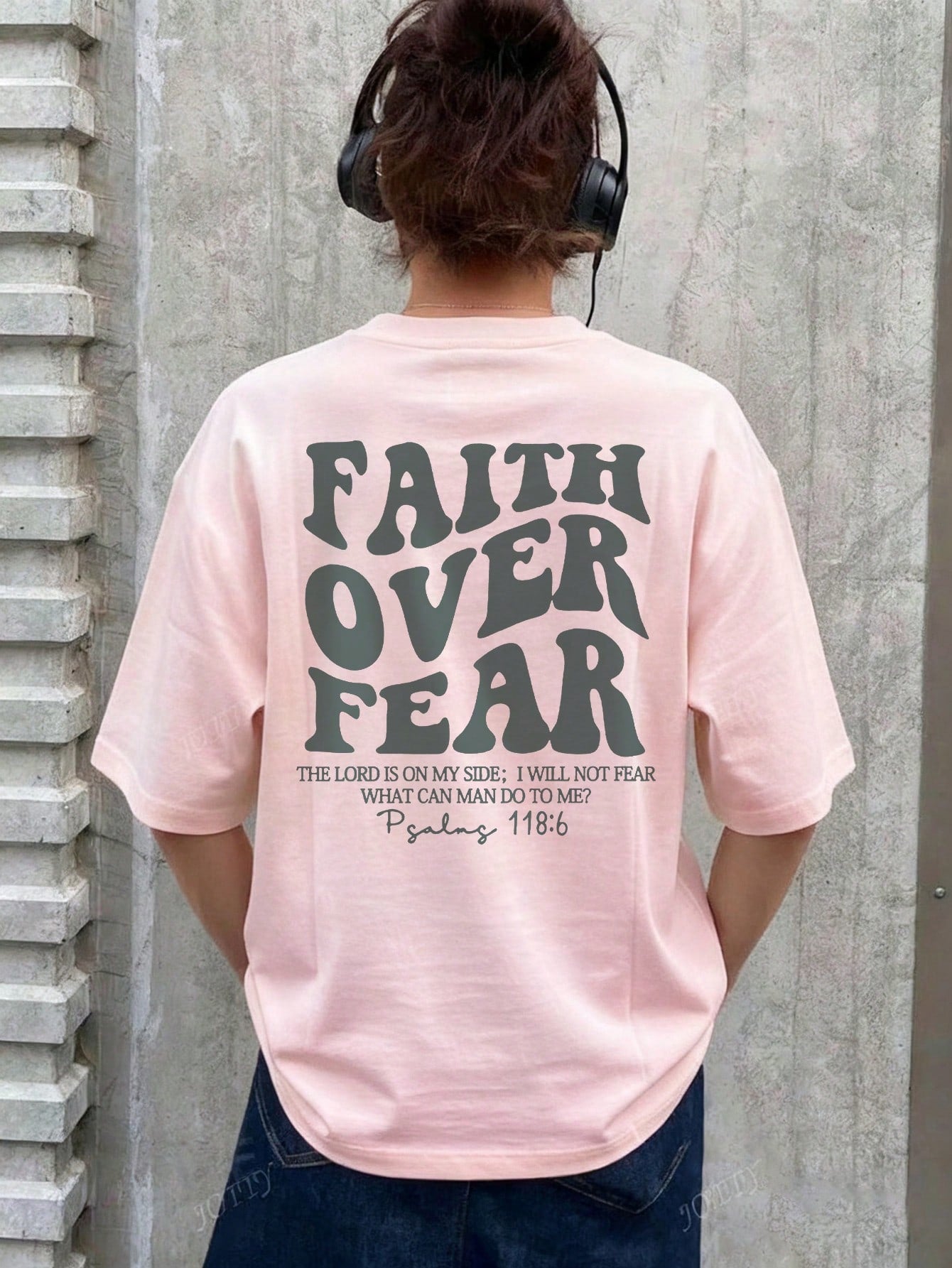 SXV Women's Belief Overcomes Fear Letter Print Casual Round Neck Short Sleeve T-Shirt