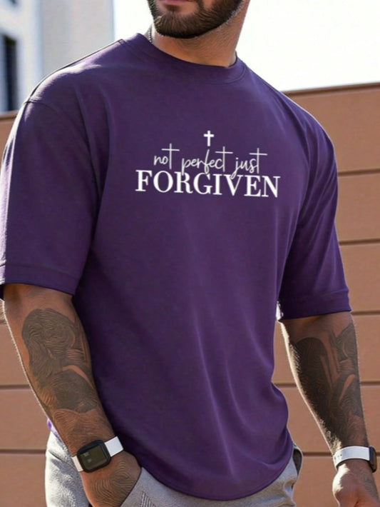 SXV Religious Graphic Tee With Not Perfect Just FORGIVEN Cross Print