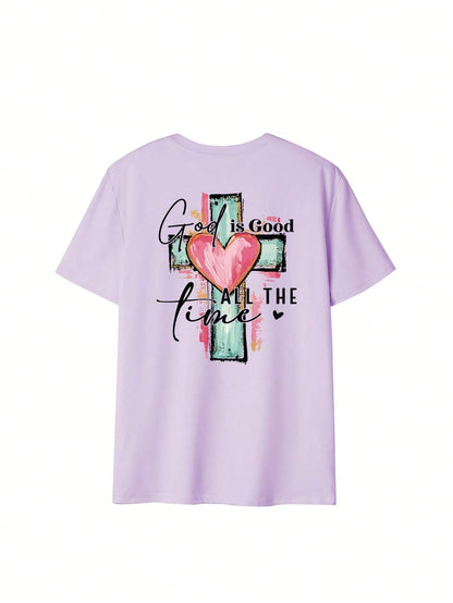 SXV God Is Always Good Cross & Letter Print T-Shirt