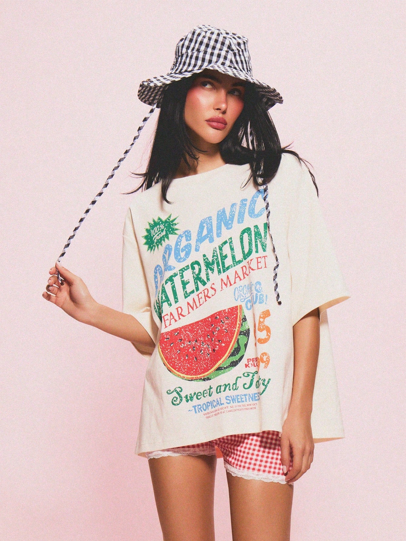 SXV Organic Watermelon Farmers Market Oversized Graphic Tee