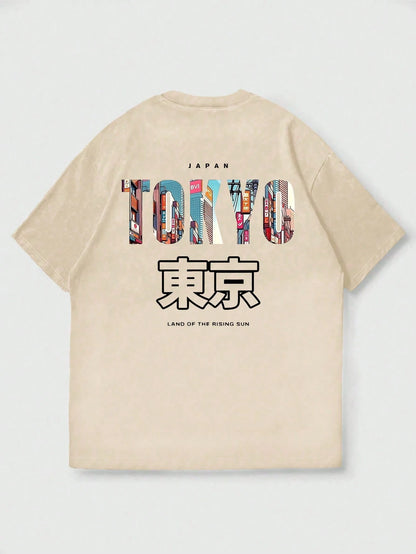SXV TOKYO English Slogan & Tokyo Element Print Short Sleeve T-Shirt