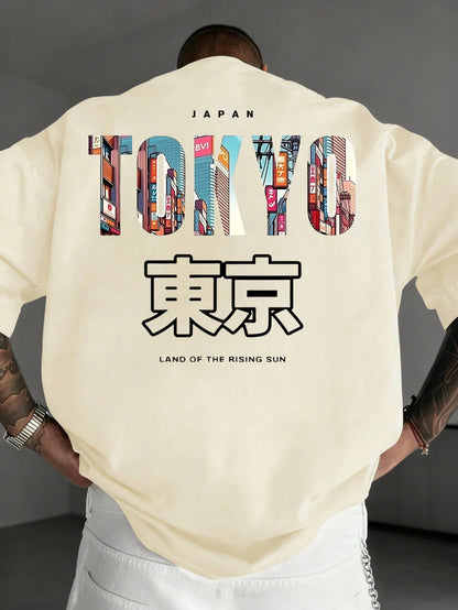SXV TOKYO English Slogan & Tokyo Element Print Short Sleeve T-Shirt