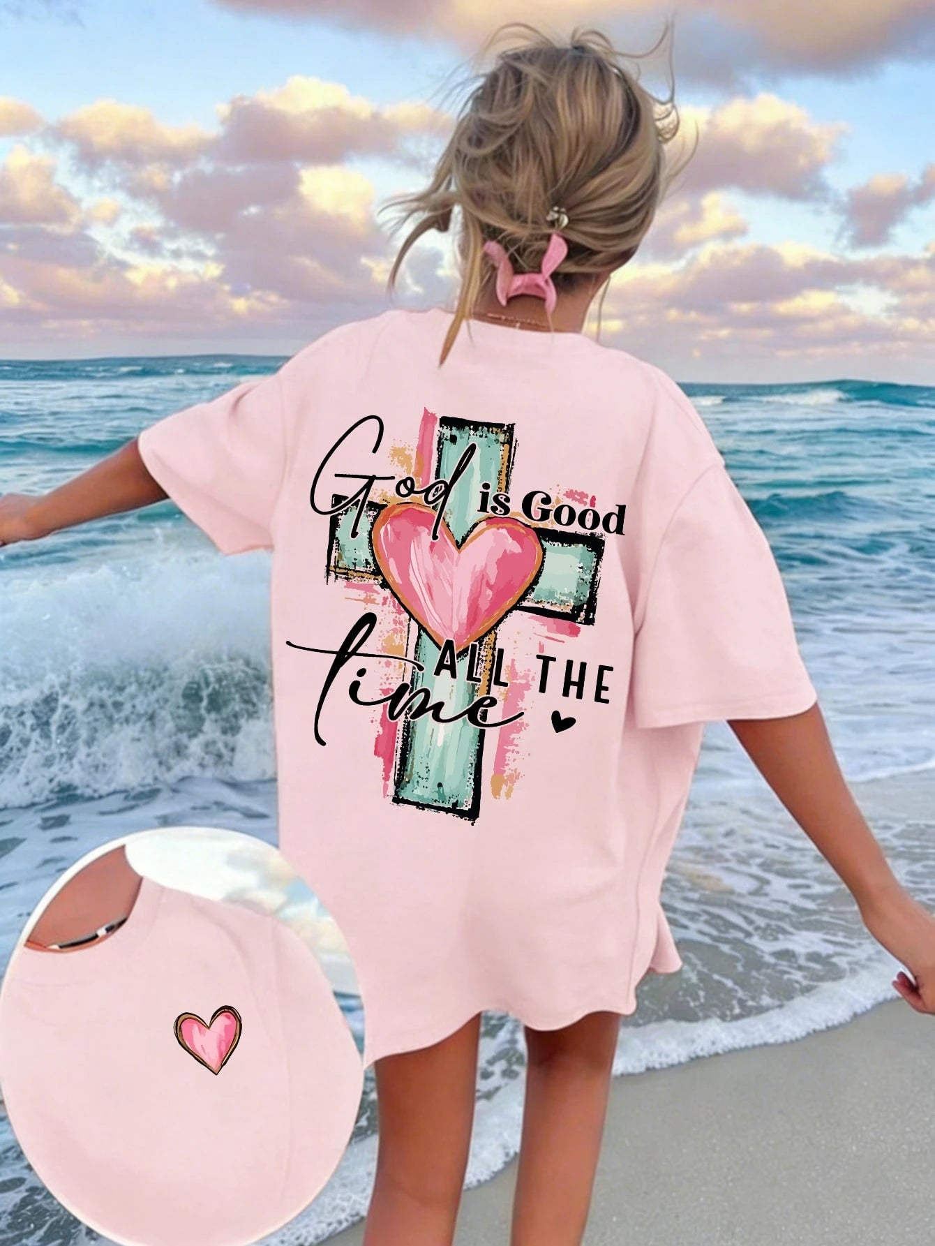 SXV God Is Always Good Cross & Letter Print T-Shirt