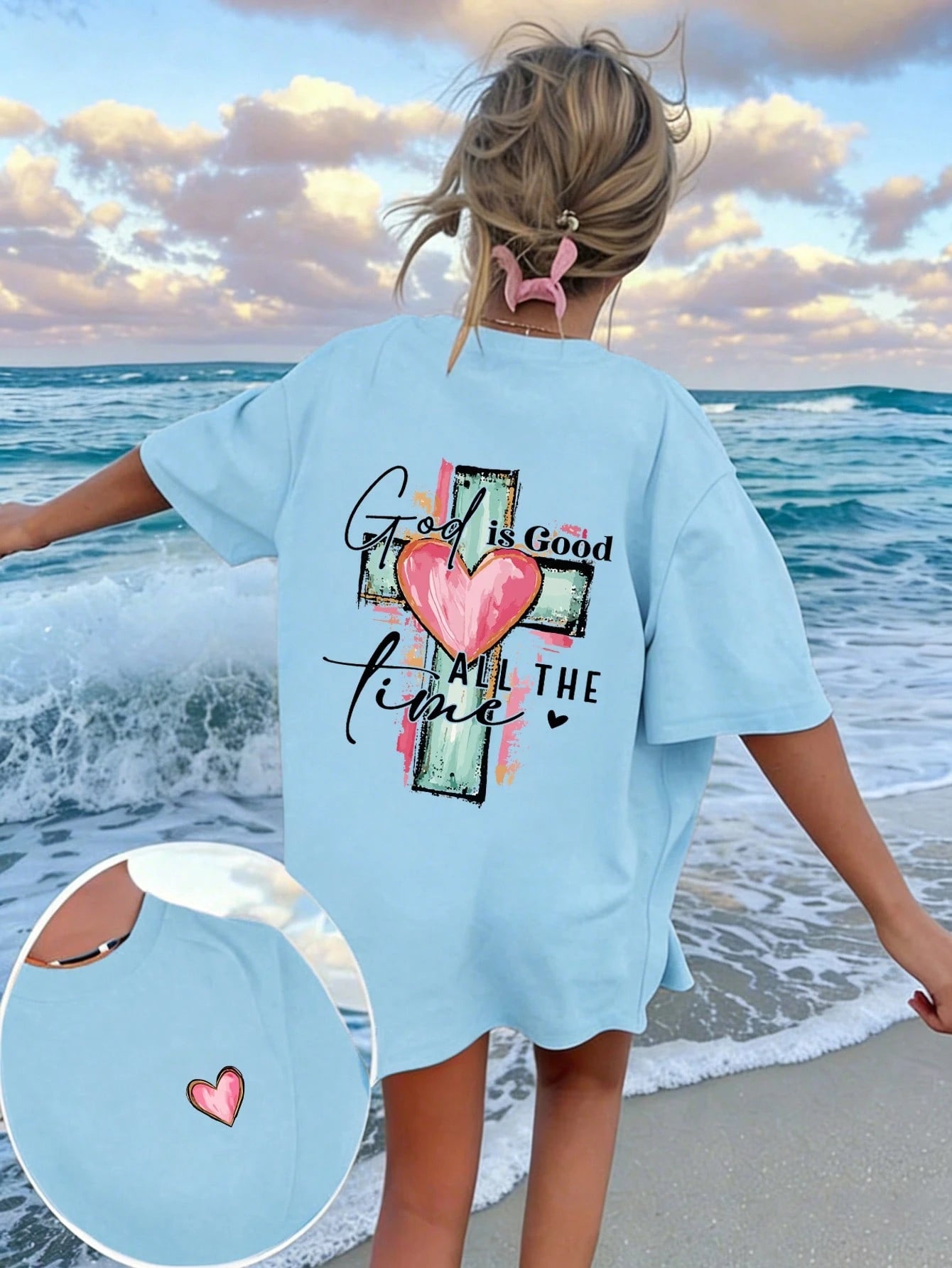 SXV God Is Always Good Cross & Letter Print T-Shirt