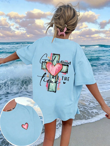 SXV God Is Always Good Cross & Letter Print T-Shirt