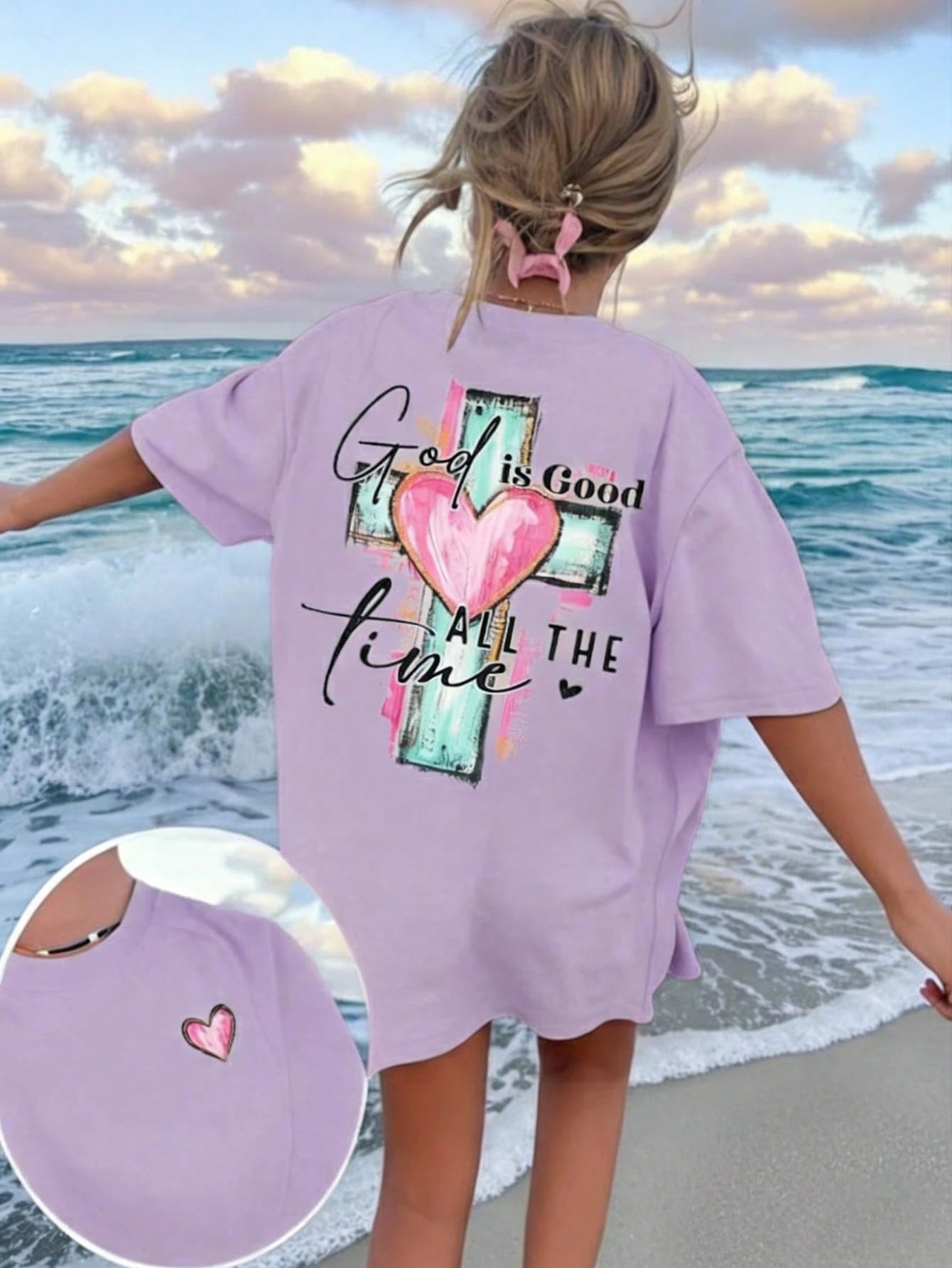 SXV God Is Always Good Cross & Letter Print T-Shirt