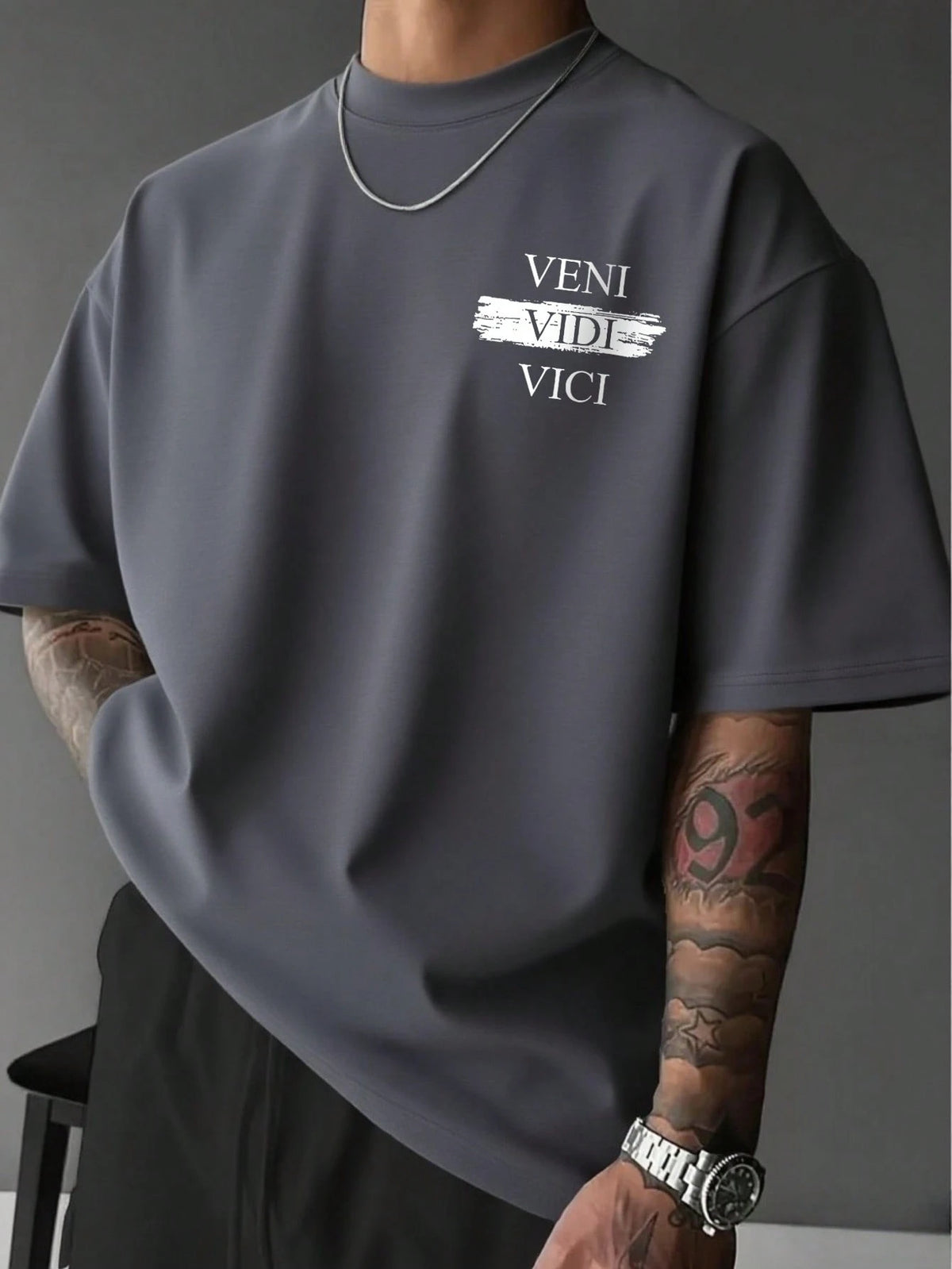 SXV Gothic Broken Statue Print Men's Loose Fit T-Shirt