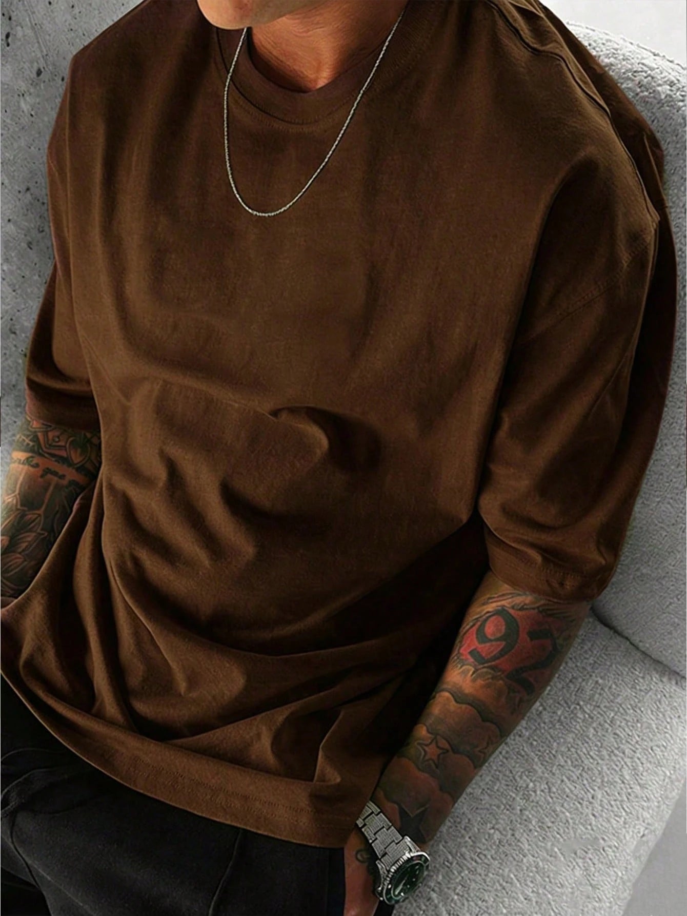 SXV Summer Short Sleeve T-Shirt - Brown, With Character And Playing Card Graphic Print