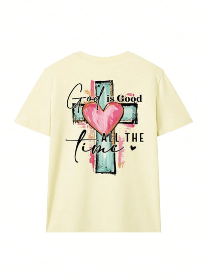 SXV God Is Always Good Cross & Letter Print T-Shirt