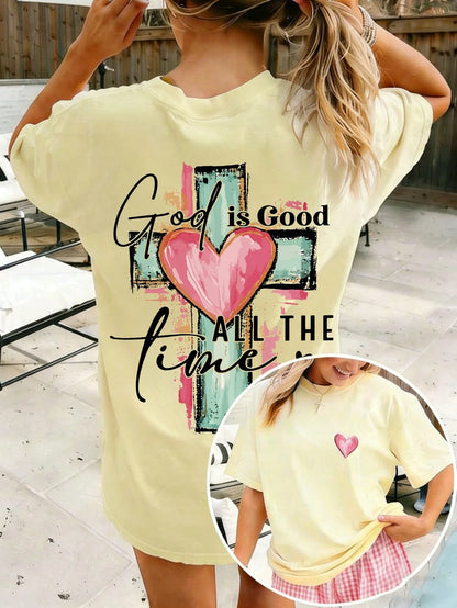 SXV God Is Always Good Cross & Letter Print T-Shirt