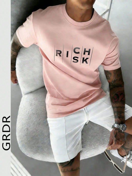 SXV Rich Risk fashionable Printed Loose Short Sleeve T-Shirt  Exquisite Design