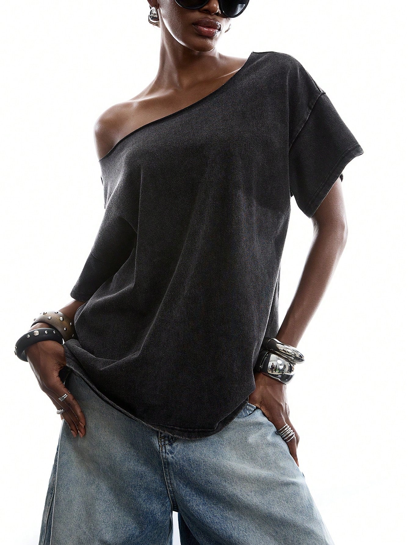 SXV Minimalism Women's Slogan Print Back Hollow Out T-Shirt
