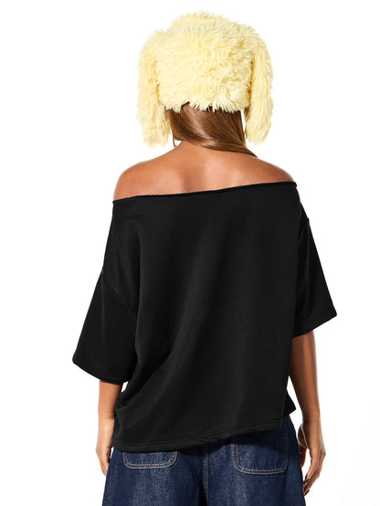 SXV Off Shoulder Graphic Statement tees