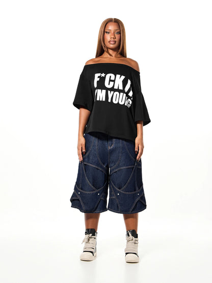 SXV Off Shoulder Graphic Statement tees