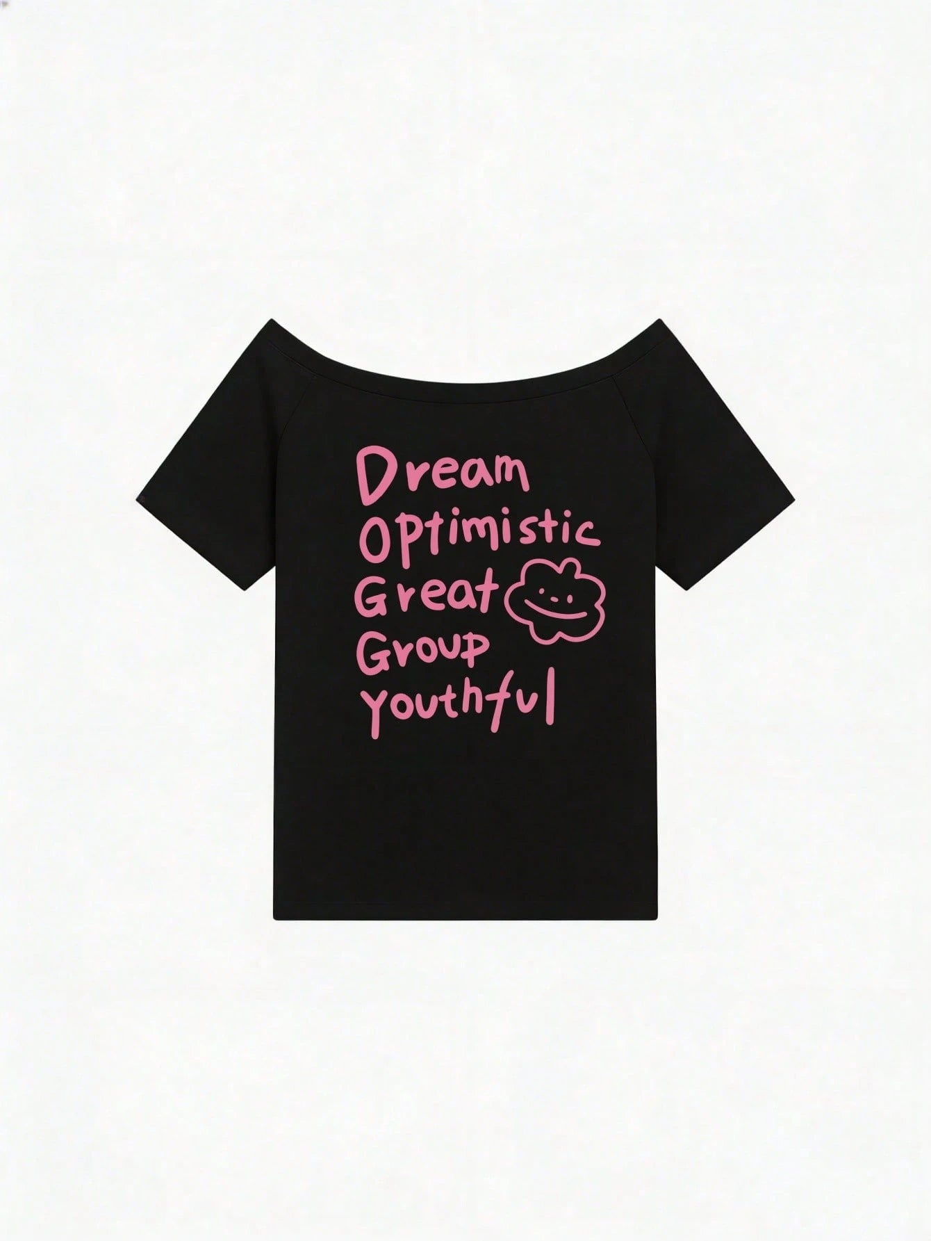 SXV Y2K Print Dream Off-Shoulder Short-Sleeve T-Shirt