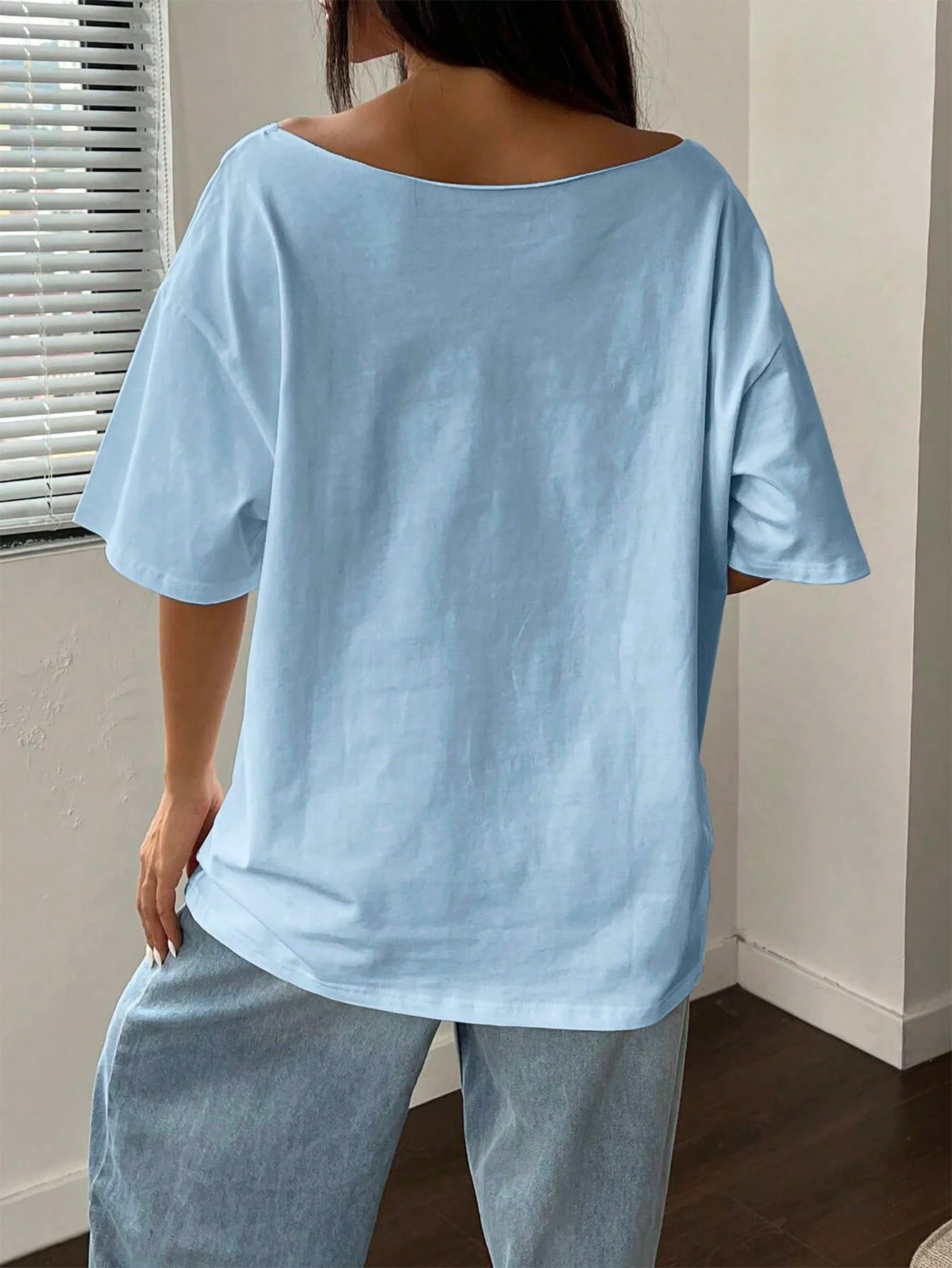 SXV Women Summer Loose Asymmetrical Neck Cocktail Fruit Orange Y2K Graphic Oversized T-Shirt