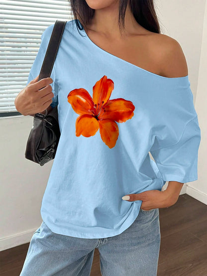 SXV Floral Print Off shuolder