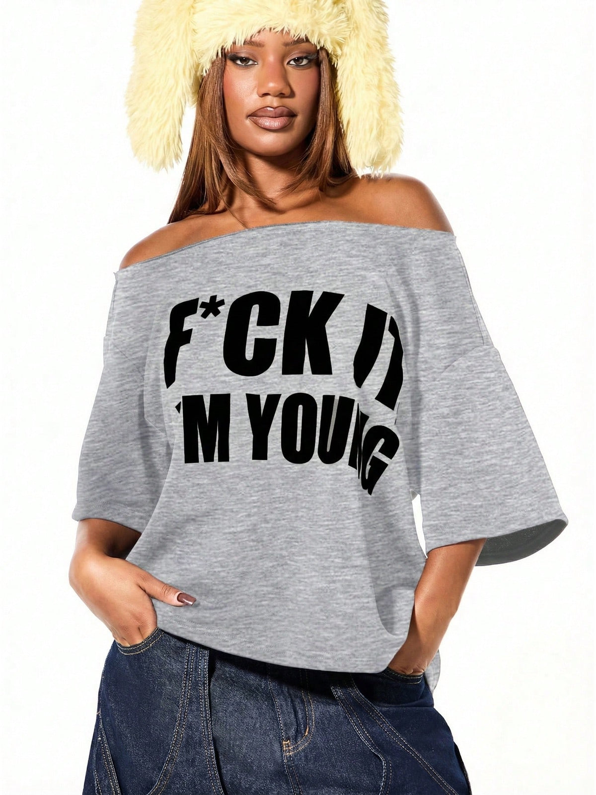 SXV Off Shoulder Graphic Statement tees