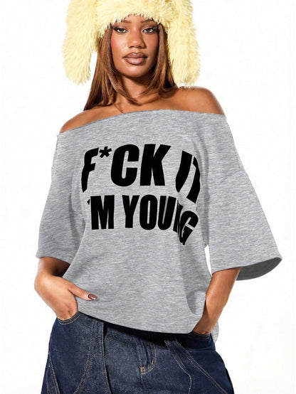 SXV Off Shoulder Graphic Statement tees