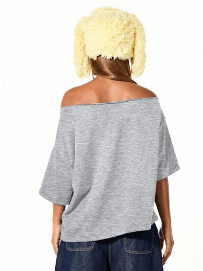 SXV Off Shoulder Graphic Statement tees