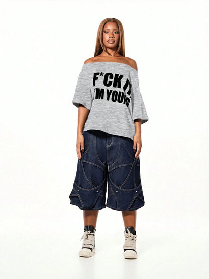 SXV Off Shoulder Graphic Statement tees