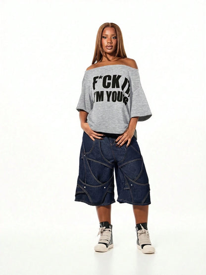 SXV Off Shoulder Graphic Statement tees