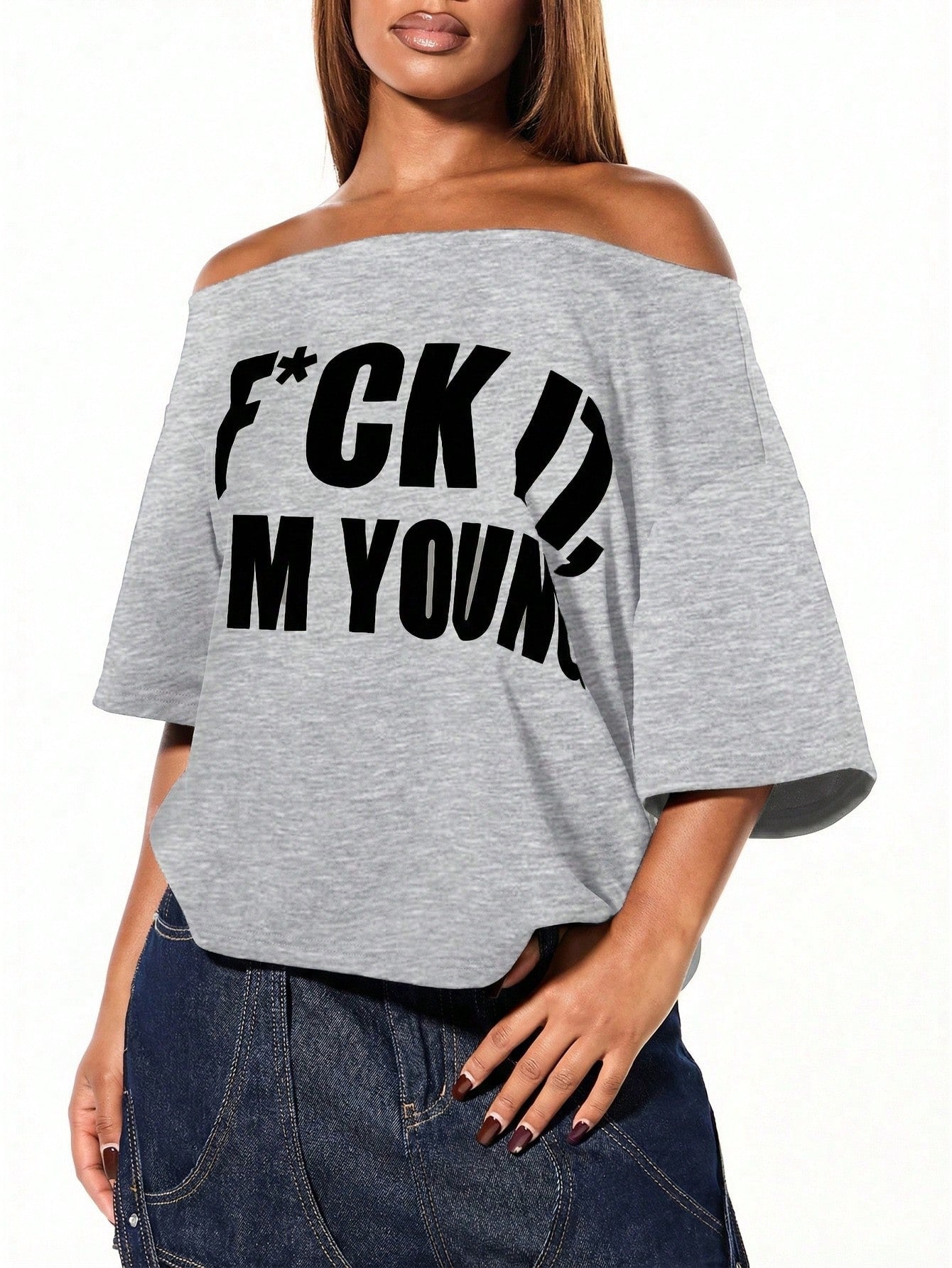 SXV Off Shoulder Graphic Statement tees