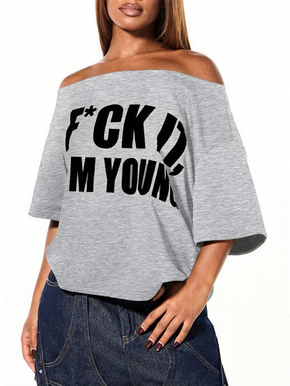 SXV Off Shoulder Graphic Statement tees
