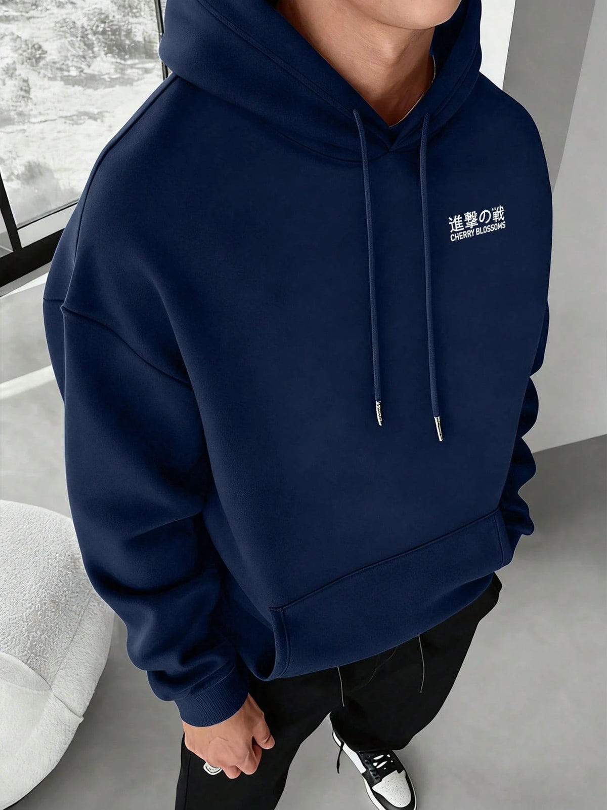 SXV Casual Fashionable Street Style Everyday Commute Japanese Anime Character Slogan Print Kangaroo Pocket Drawstring Hoodie