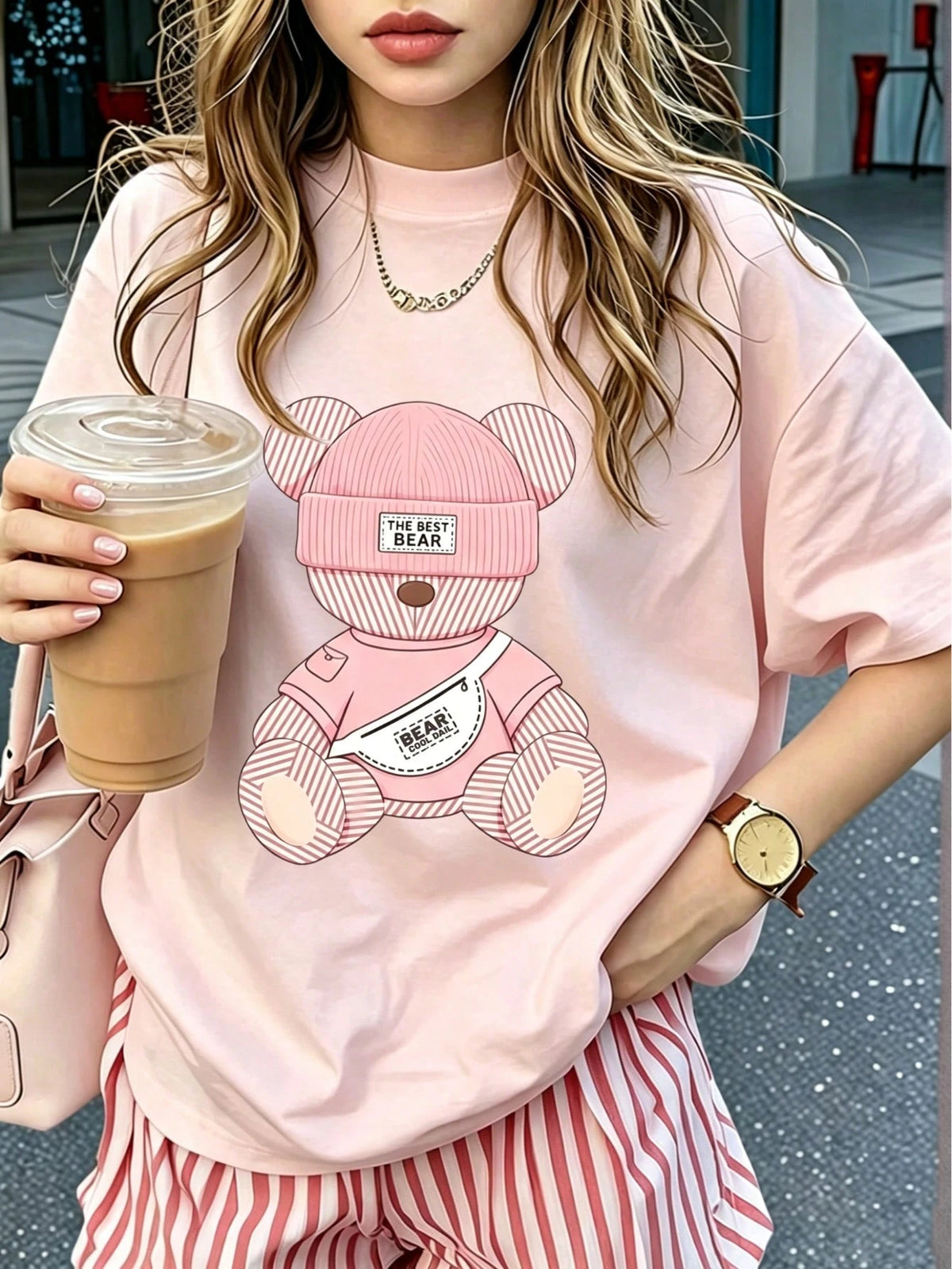 SXV Cute Bear Pattern T-Shirt, Japanese Style