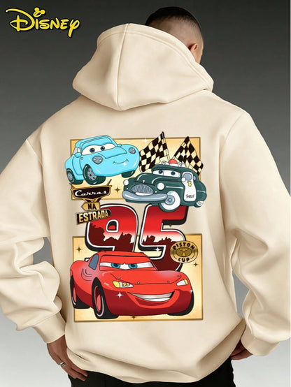 SXV Oversized Disney Cars Hoodie, 95 Lightning McQueen Double-Sided Graphic