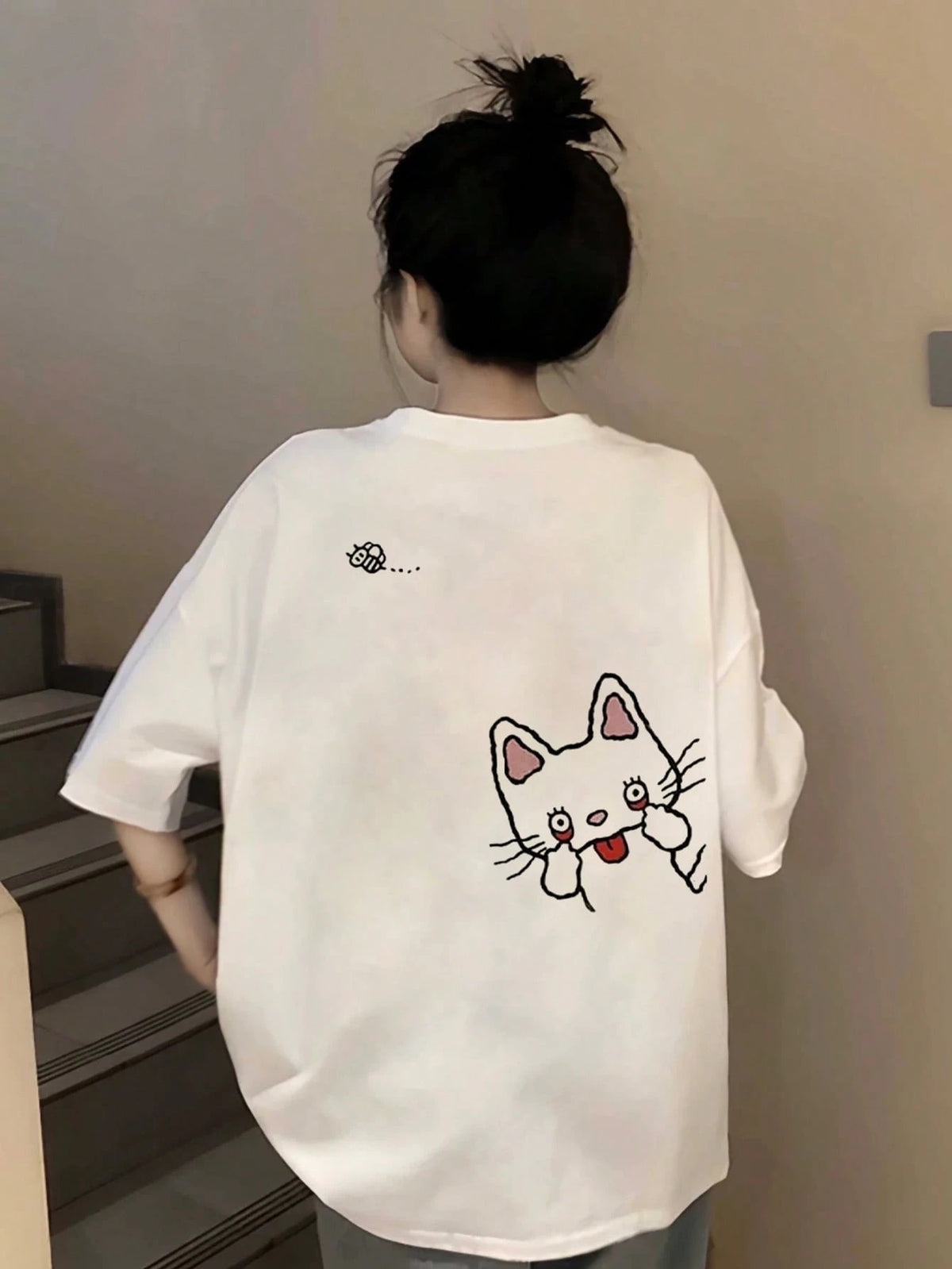SXV Summer Cotton, Round Neck, Loose Fit, Versatile, Simple, English Print Short-Sleeve T-shirt