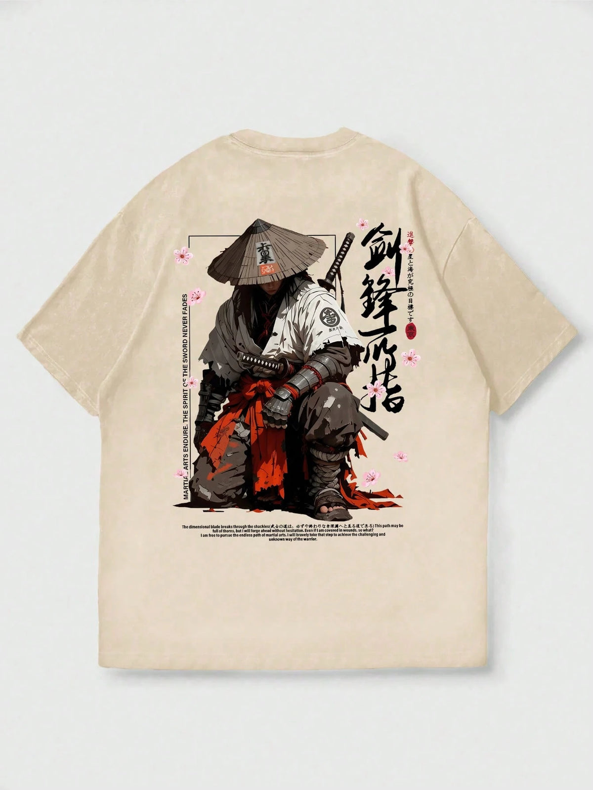 SXV Japanese Cyberpunk Illustration Print Black Crew Neck Short Sleeve T-Shirt