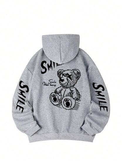 SXV Smile Printed Women's Hooded Fleece Sweatshirt