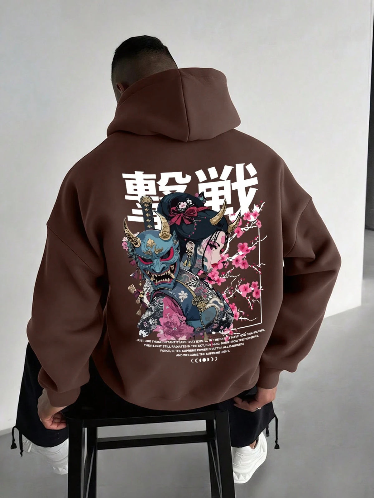SXV Casual Fashionable Street Style Everyday Commute Japanese Anime Character Slogan Print Kangaroo Pocket Drawstring Hoodie