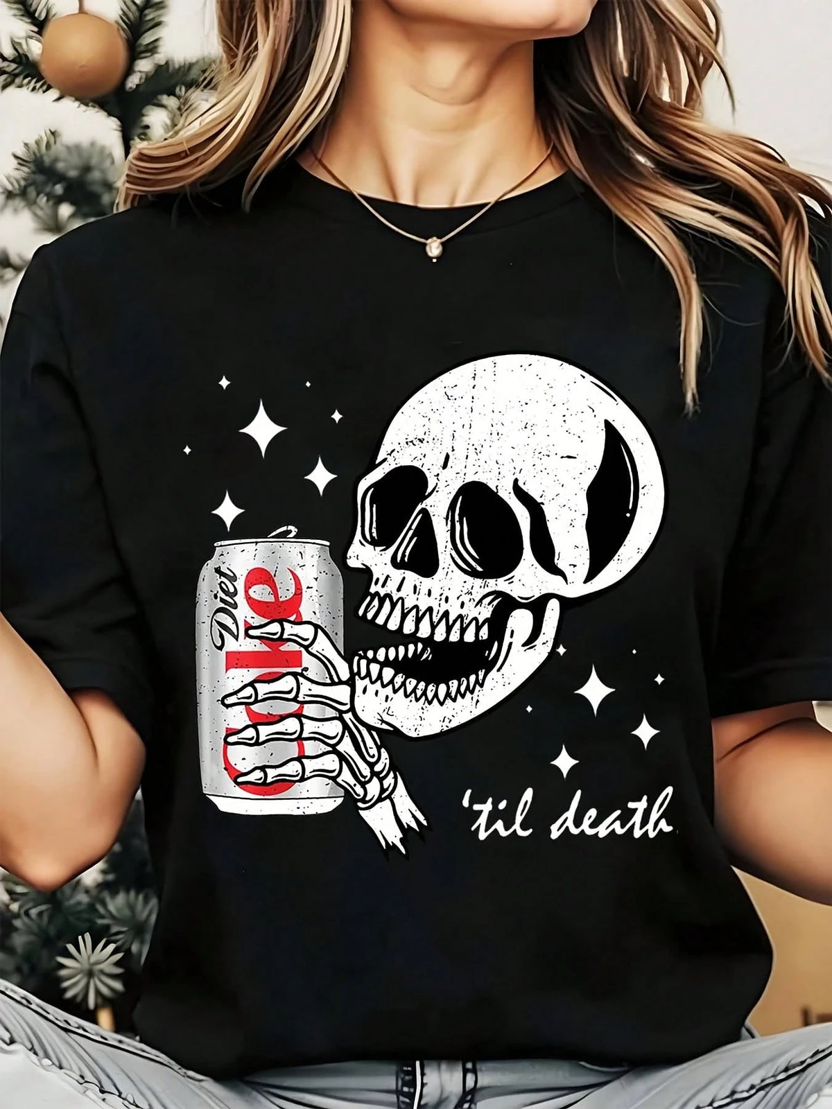 SXV Skull Holding Diet Cola Can Graphic Women's T-Shirt