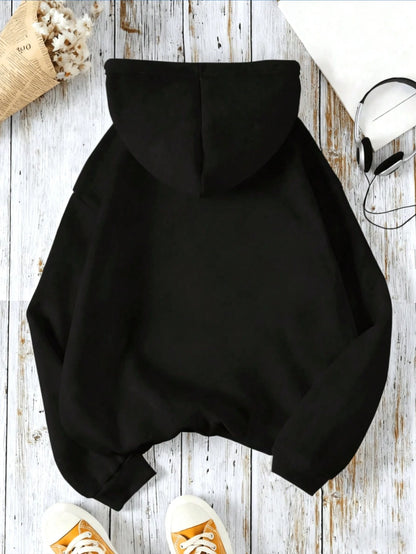 SXV Casual Hoodie Sweatshirt With Spider Web Theme And Spider Print Pattern, Featuring Pocket And Drawstring Details