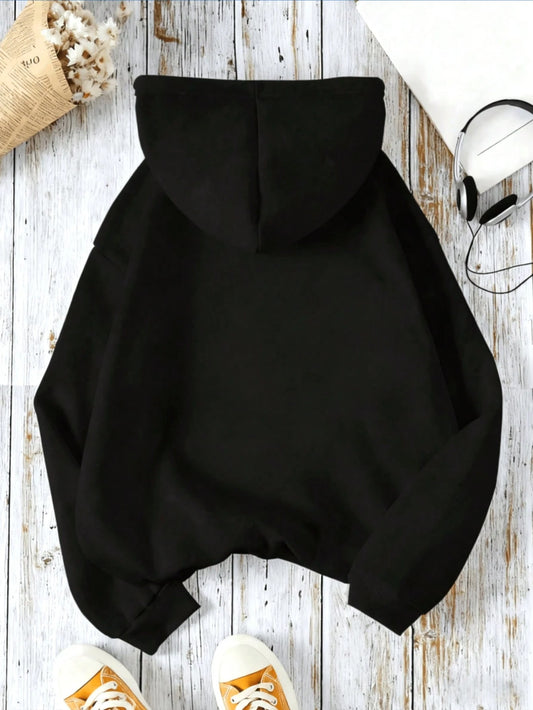 SXV Casual Hoodie Sweatshirt With Spider Web Theme And Spider Print Pattern, Featuring Pocket And Drawstring Details